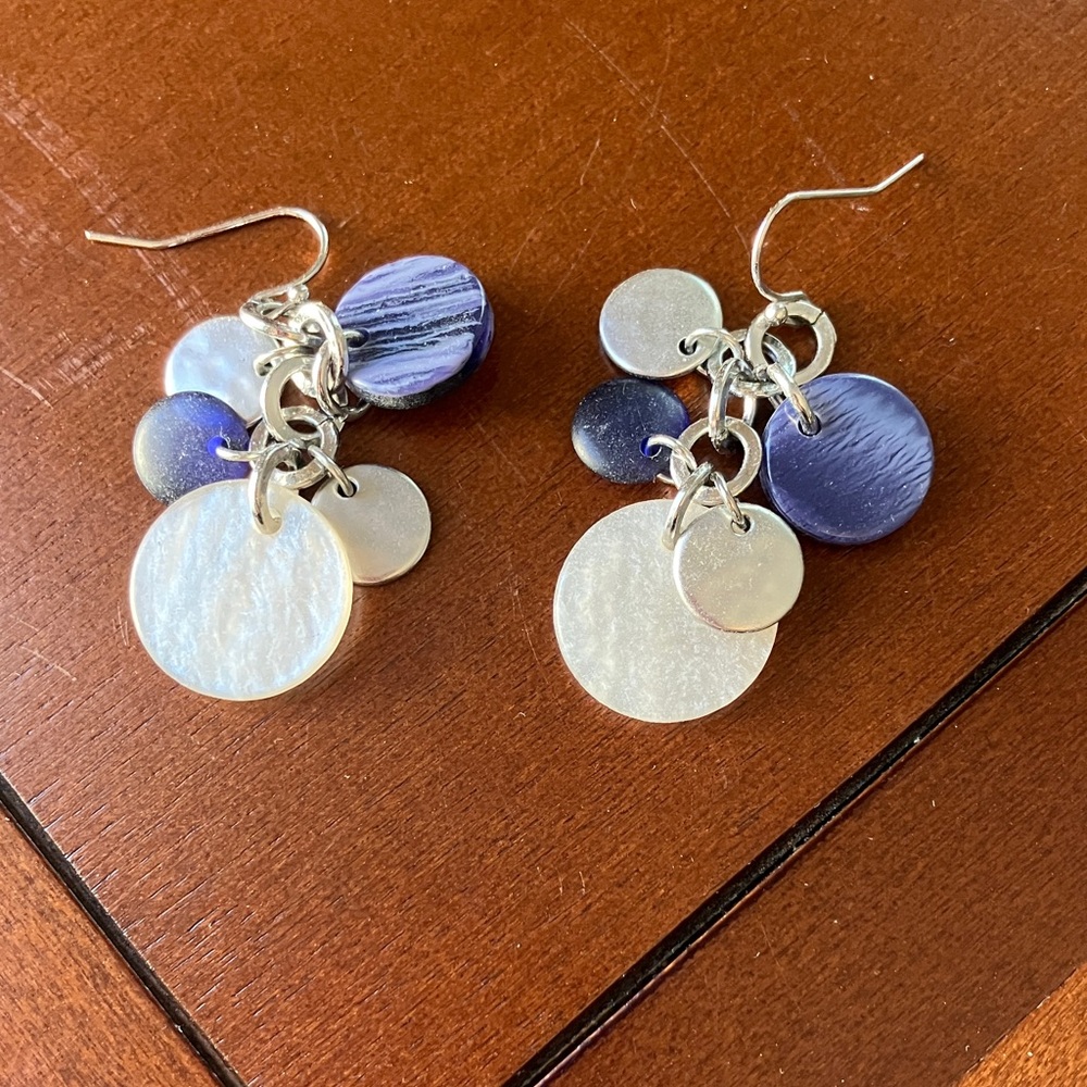 Chico's Silver and Purple Cluster Earrings